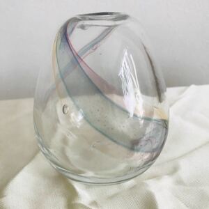 Art hand Auction Miyakojima Handmade Glass Mini Vase Rainbow, Craft, Glass, Craft Glass