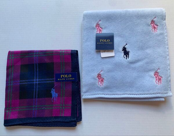 【新品タグ付】POLO RALPH LAUREN /ラルフローレンハンカチ/ハンドタオル2枚セット