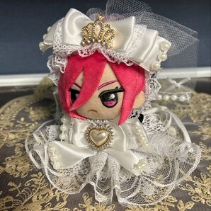 10〜12cm ちびぐるみサイズ おすわりぬい服 ウエディングドレス3点セット