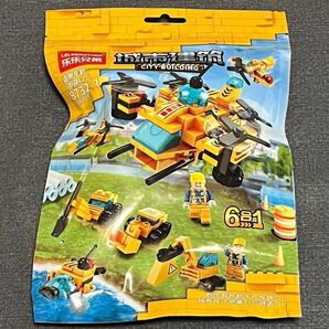 ★6in1 工事車両セットがドローンに! 136pcs ミニフィグ1体付 ヘリコプター lego互換
