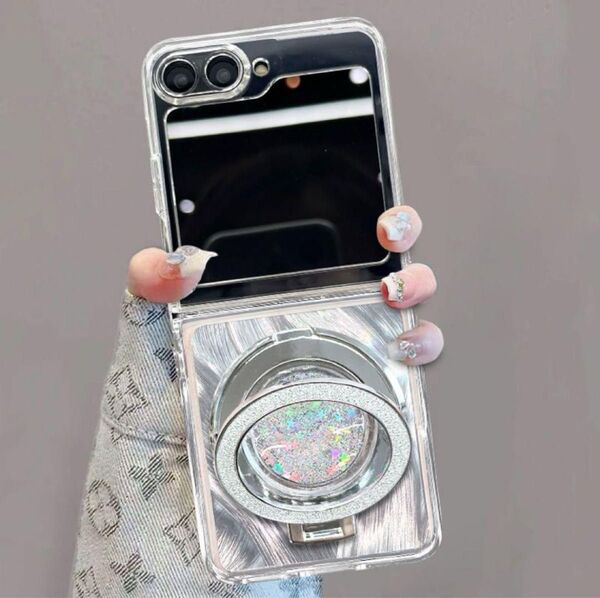 韓国 おしゃれ リング付き Galaxy Z Flip6ケース スタンド式 ギャラクシーZフリップ6カバー