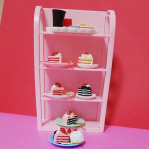 ミニチュアピンクのシェルフとケーキ モーニングセット28点