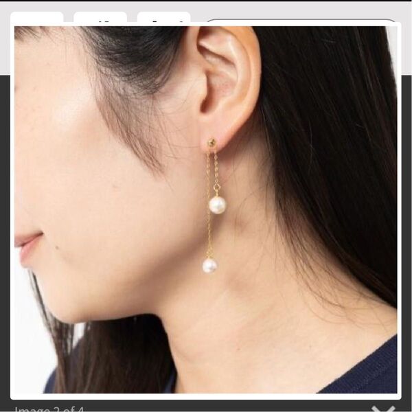 ピアス アコヤ パール 2粒 チェーン アコヤ真珠7.5-8mm