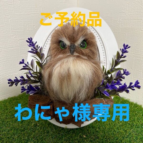 予約品です 羊毛フェルト フクロウフレームin