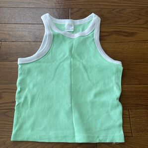 タンクトップ zara 164サイズ 女の子 薄いグリーン ノースリーブ カットソー