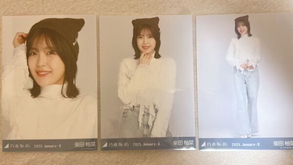 乃木坂46 柴田柚菜 生写真 猫耳ニット帽 3種コンプ