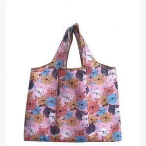 新品未使用 可愛い 猫ちゃん柄 ピンク エコバッグ