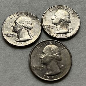 アメリカ 25セント硬貨 3枚セット ジョージワシントン外国コイン 外貨