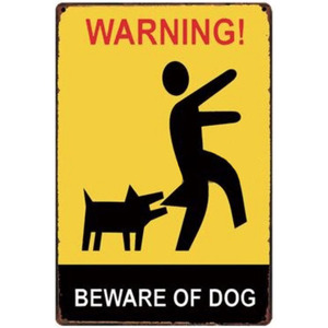 A2032　メタル看板　ブリキ看板　金属製　プレート　ヴィンテージ風　サイン　アートパネル　店舗　警告　注意　番犬　猛犬　愛犬 【4081】