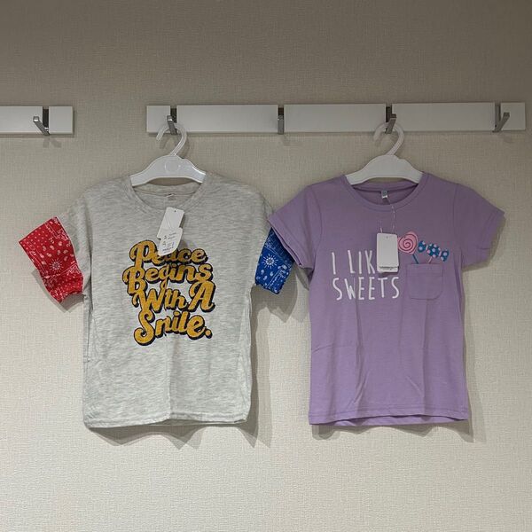 2着 新品 タグ付き Tシャツ シャツ トップス カットソー 上衣 上着 半袖 半そで 120 girl's ガールズ