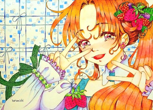 手描きイラスト 女の子 原画