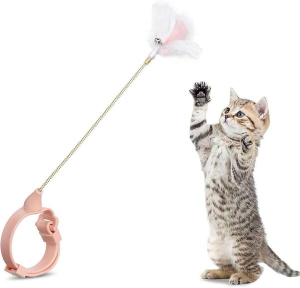 首輪付き 猫のおもちゃ 羽棒鈴付き 猫の羽のおもちゃ ペットグッズ ねこ用品 ネコ おもちゃ