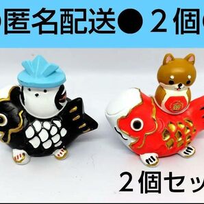 リトルフレド 鯉のぼりの上にシマエナガ 鯉のぼりの上に柴犬 キャンドゥ 五月人形 セリア ①