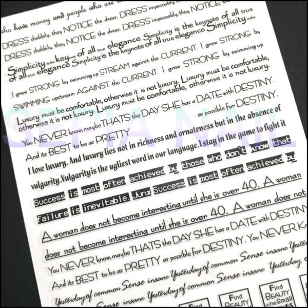 ネイルシール ステッカー 英字 ロゴ 筆記体 ブラック【N224】