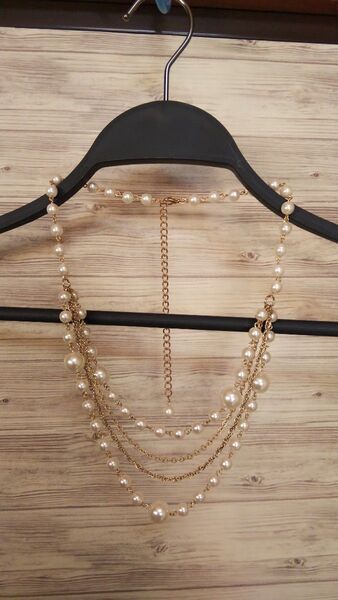 パールネックレス ロング リボン付き イミテーションパール アクセサリー