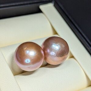 B43 大粒15―15.5mm 本真珠 エジソンパール SV ピアス 天然