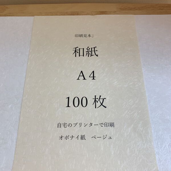 越前和紙 オボナイ紙 ベージュ 厚口 A4 100枚