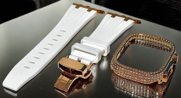 RS★アップルウォッチバンド ラバーベルト AppleWatch クリスタルケース 保護カバー 49mm ウルトラ ultra