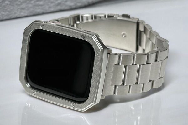 ss★シルバー アップルウォッチバンド ステンレスベルトApple Watchカバー 49 45 44 41 40mm