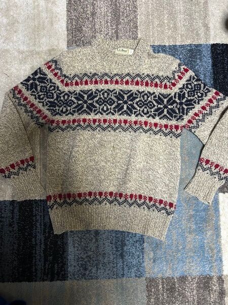 80s L.L.Bean ノルディック柄 ニット セーター ウール ベージュ