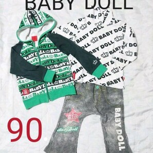 1699→1399(今月末までお値下げ)ベビードール BABYDOLL パーカー、長袖シャツ、モンキーパンツ 3点 セット