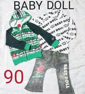 1699→1399(今月末までお値下げ)ベビードール BABYDOLL パーカー、長袖シャツ、モンキーパンツ 3点 セット