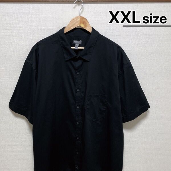 USA古着 半袖シャツ XXLサイズ ブラック 黒 無地 VAN HEUSEN