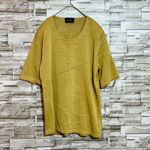 【tricot CREE LUXUS】UネックTシャツ 麻55% 半袖 (L)