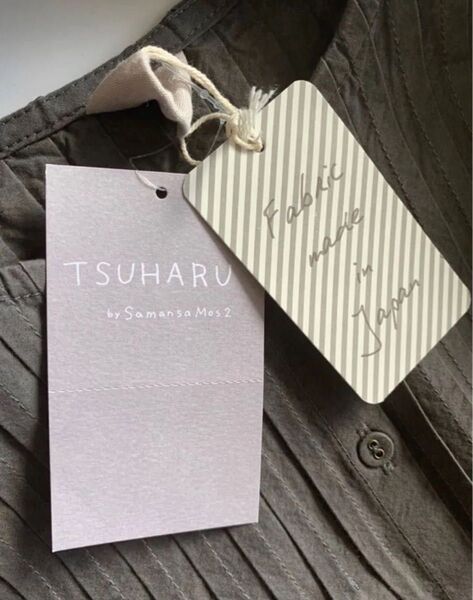 新品♪ TSUHARU by Samansa Mos2 ツハル サマンサモスモス 綿ダンプピンタックブラウス チャコール