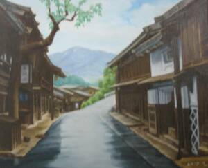 Art hand Auction [ضمان أصلي] لوحة زيتية Isao Sakamato Mount Ena وTsumago F8, تلوين, طلاء زيتي, طبيعة, رسم مناظر طبيعية