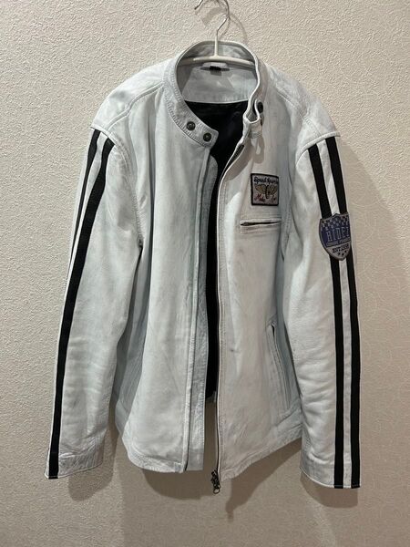 RIDEZ シープスキン 羊革 レザージャケット ライダース シングル Lサイズ