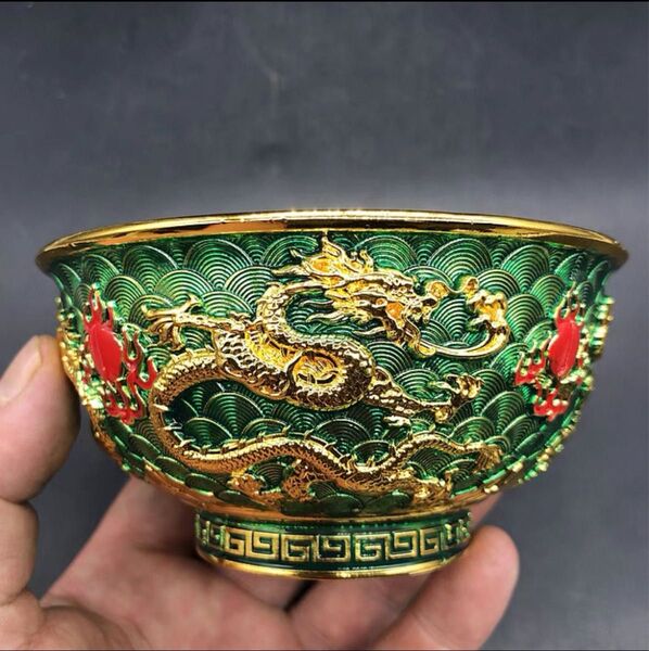 清朝乾隆年製 双龍碗 景泰藍 双龍戯珠碗 骨董品 古玩雑貨 装飾 観賞 茶飲み 景徳鎮 お椀 収蔵品