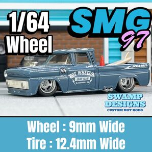 【SMG97】1/64 ホイール ディッシュ タイヤ&ホイール 未塗装 ピックアップトラック ミニカーカスタム アメ車 深リム