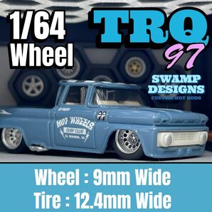 【TRQ97】大径ホイール 1/64ホイール 1/64ミニカーカスタムホイール アメ車 ピックアップトラック12.4mm未塗装
