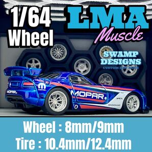 【LMA-Muscle】1/64 ホイール 前後異径 1/64ミニカーカスタム タイヤホイールセット 未塗装 3インチ