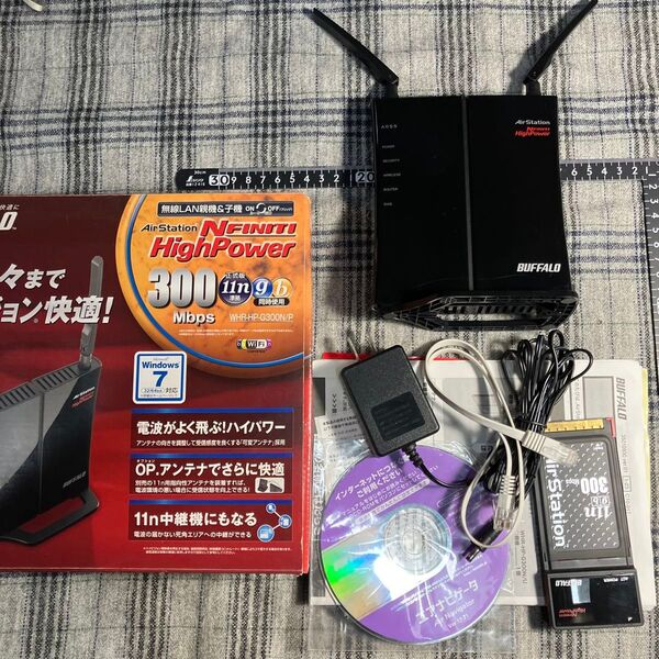 【箱付き】BUFFALO Air Station WHR-HP-G300N/P 300Mbps 無線LAN親機&子機