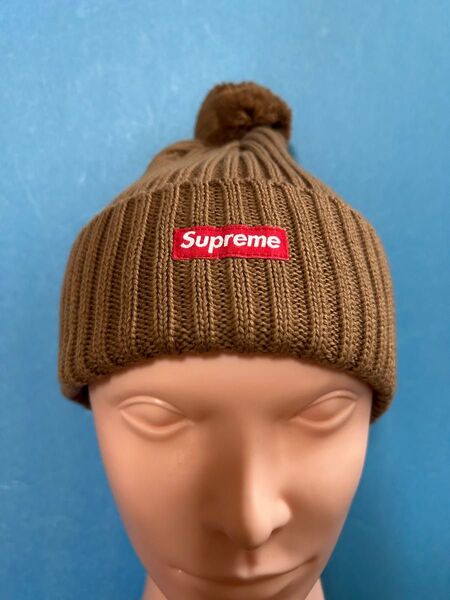 美品!Supreme 茶系ポンポンニット帽