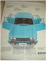 DATSUN ダットサン ニッサン ブルーバード? 1300 1960年代 当時物 広告 アンティーク LIFE アメリカ雑誌切り抜き スヌーピー挿絵_画像1