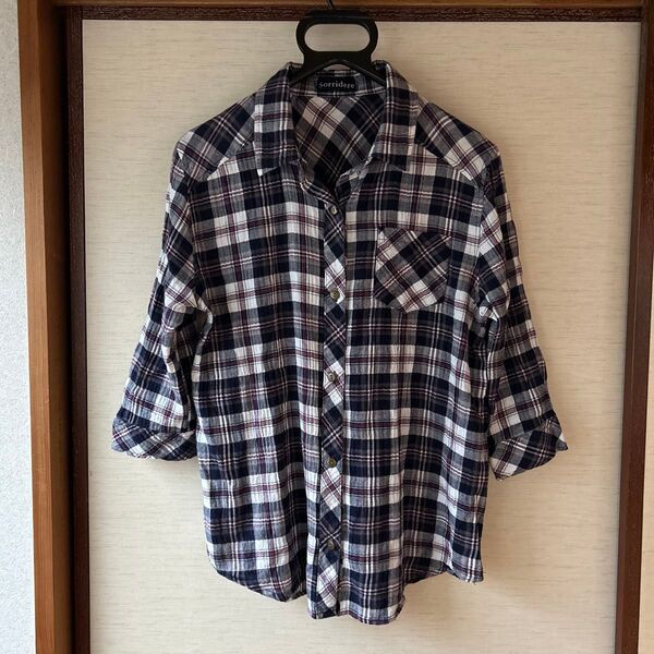 シャツ 七分袖 M チェック柄