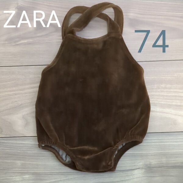 ZARA ベビー 74cm 6m〜9m ベルベットロンパース ベロア ブラウン 70cm 75cm