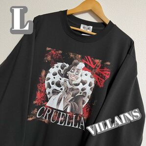 ヴィランズ クルエラトレーナー スウェット ブラック メンズ L ディズニー Disney 101匹わんちゃん