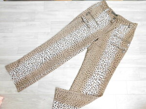 E89 Italiya beautiful goods handsome leopard print gun chi-ni top pants size 7 number lady's 