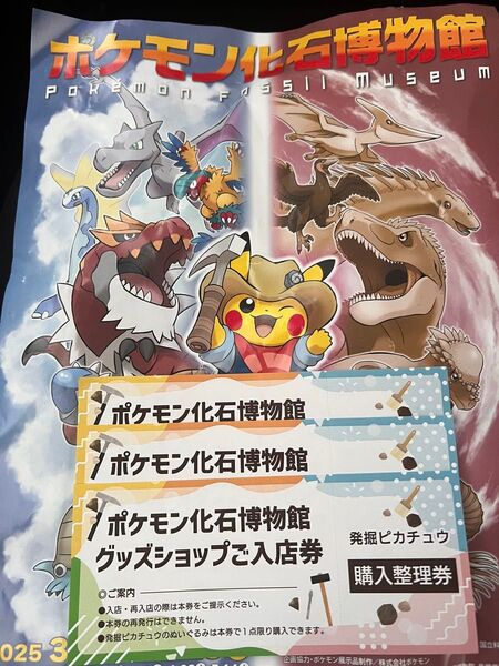 ポケモン化石博物館 福井博物館ポケモンチケット×3