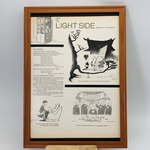 『 ライトサイド イラスト 』ビンテージ 広告 60年代 フレーム 付 ポスター 当時物 額付 LIFE 雑誌 アンティーク