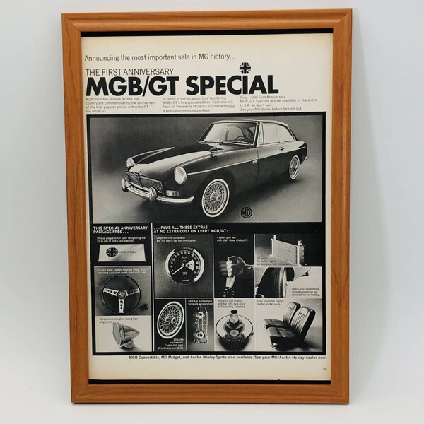 『 MG-B / GT SPECIAL 』ビンテージ 広告 60年代 フレーム 付 ポスター 当時物 額付 LIFE 雑誌 アンティーク オリジナル