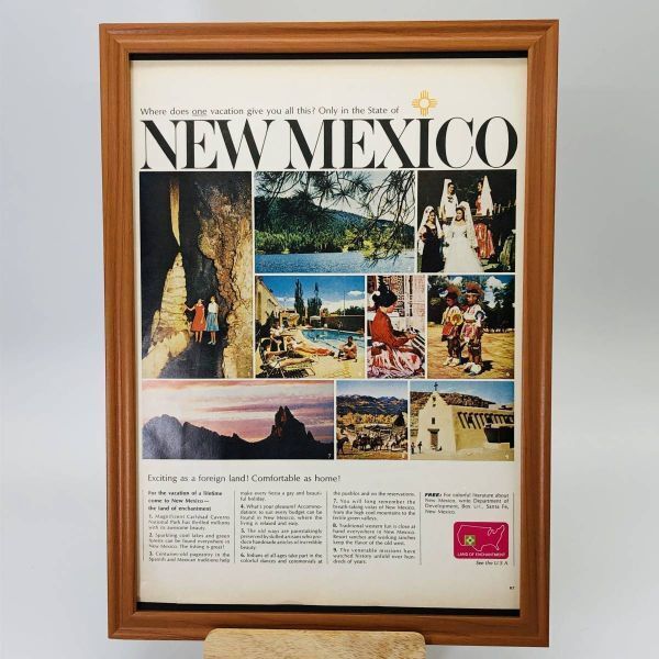 『 ニューメキシコ ( New Mexico )』ビンテージ 広告 60年代 フレーム 付 ポスター 当時物 額付 LIFE 雑誌 アンティーク