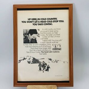 『 コンタック 風邪薬 』ビンテージ 広告 60年代 フレーム 付 ポスター 当時物 額付 LIFE 雑誌 アンティーク