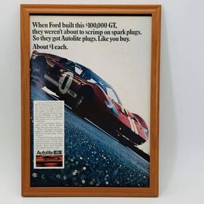 『 オートライト スパークプラグ 』ビンテージ 広告 60年代 フレーム 付 ポスター 当時物 額付 LIFE 雑誌 アンティーク オリジナル