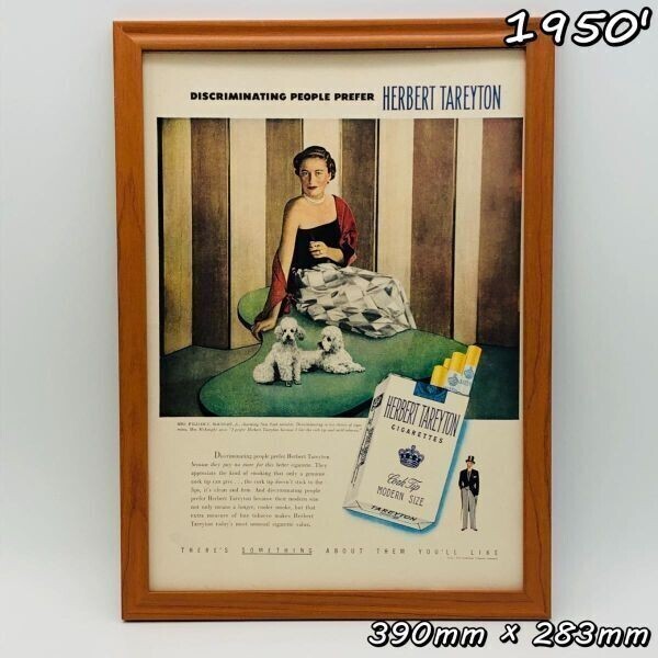 ビンテージ 広告 ポスター フレーム付 当時物 『 ハーバートタレトン 煙草 』 1950's 輸入雑貨 ( AZ1653 )