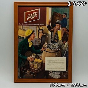 ビンテージ 広告 ポスター フレーム付 当時物 『 シュリッツ ビール 』 1950's 輸入雑貨 ( AZ1708 )